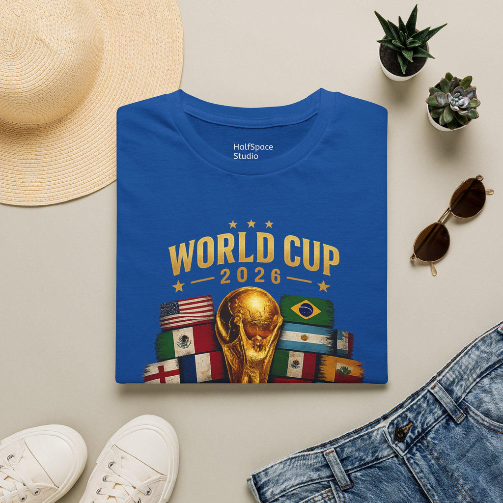 World Cup 2026 Trophy and Flags T-Shirt | Soccer Tournament Tee | Football/Soccer Fans