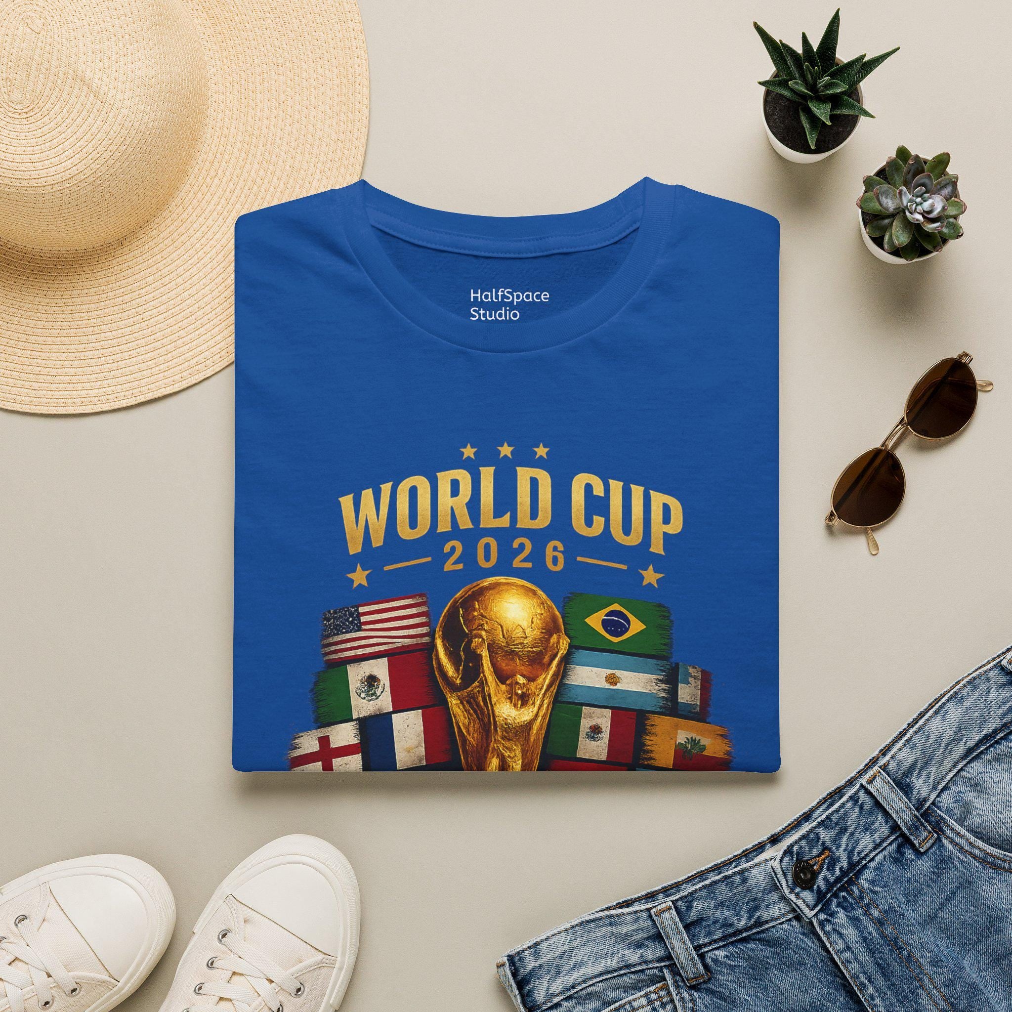 World Cup 2026 Trophy and Flags T-Shirt | Soccer Tournament Tee | Football/Soccer Fans