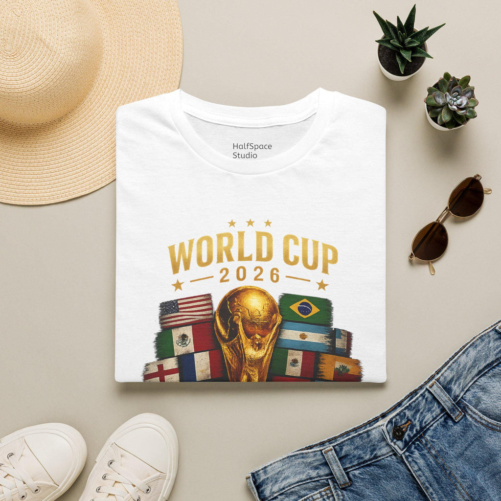 World Cup 2026 Trophy and Flags T-Shirt | Soccer Tournament Tee | Football/Soccer Fans