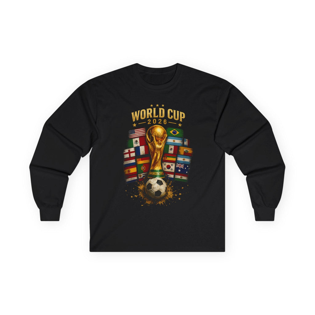 World Cup 2026 Trophy and Flags Long Sleeve Tee | Soccer/Football Fans