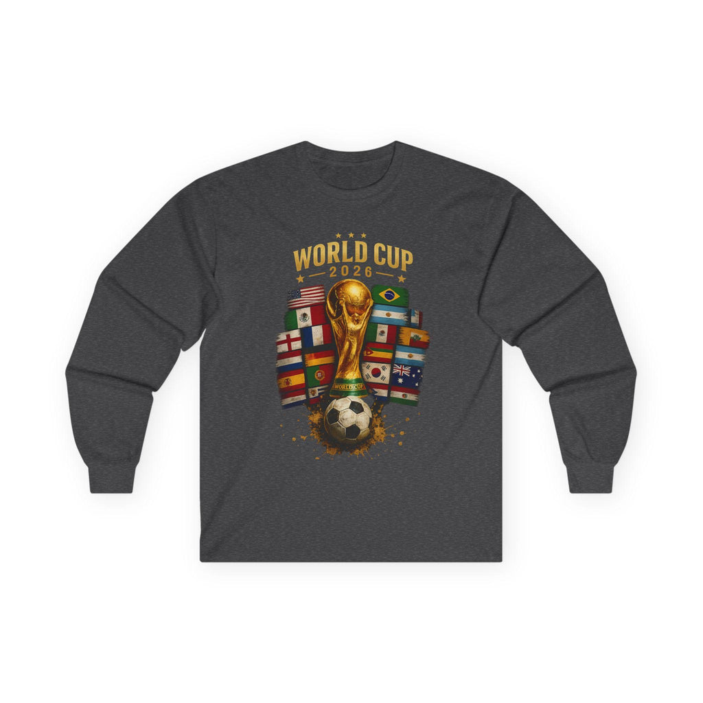 World Cup 2026 Trophy and Flags Long Sleeve Tee | Soccer/Football Fans