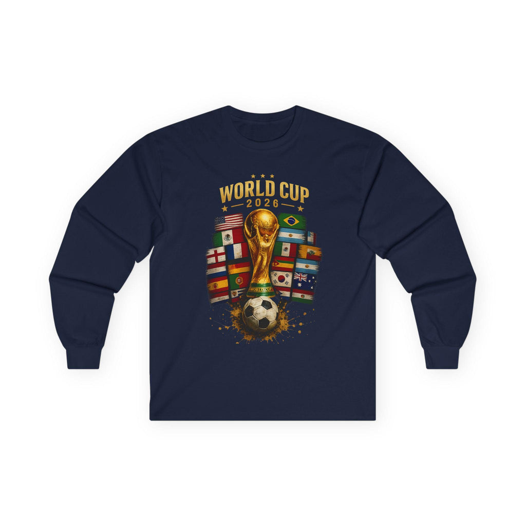 World Cup 2026 Trophy and Flags Long Sleeve Tee | Soccer/Football Fans