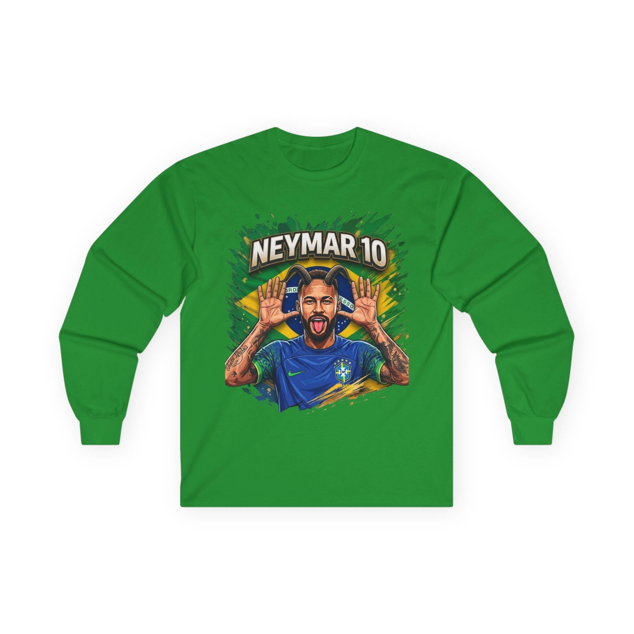 Neymar Jr. 10 Long Sleeve Tee | Vintage Feel Cotton Football Fandom Shirt