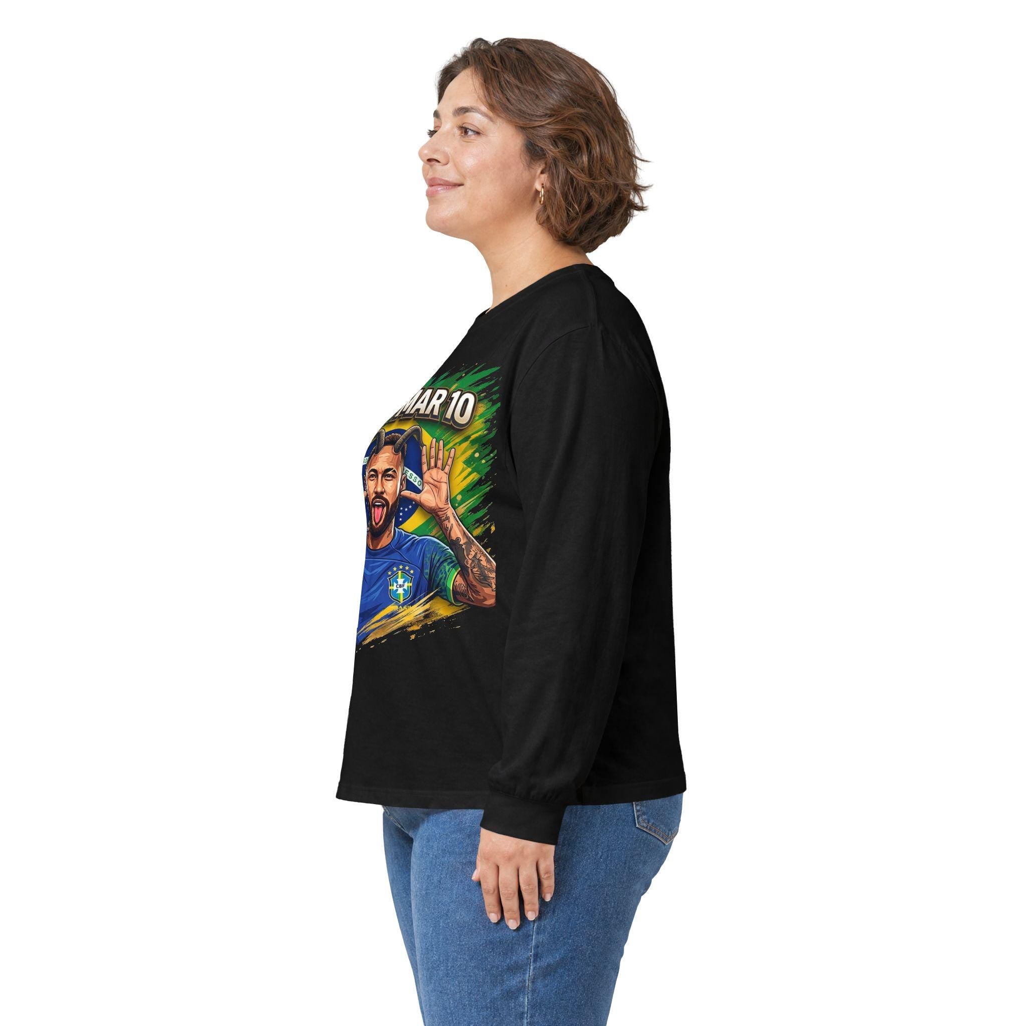 Neymar Jr. 10 Long Sleeve Tee | Vintage Feel Cotton Football Fandom Shirt