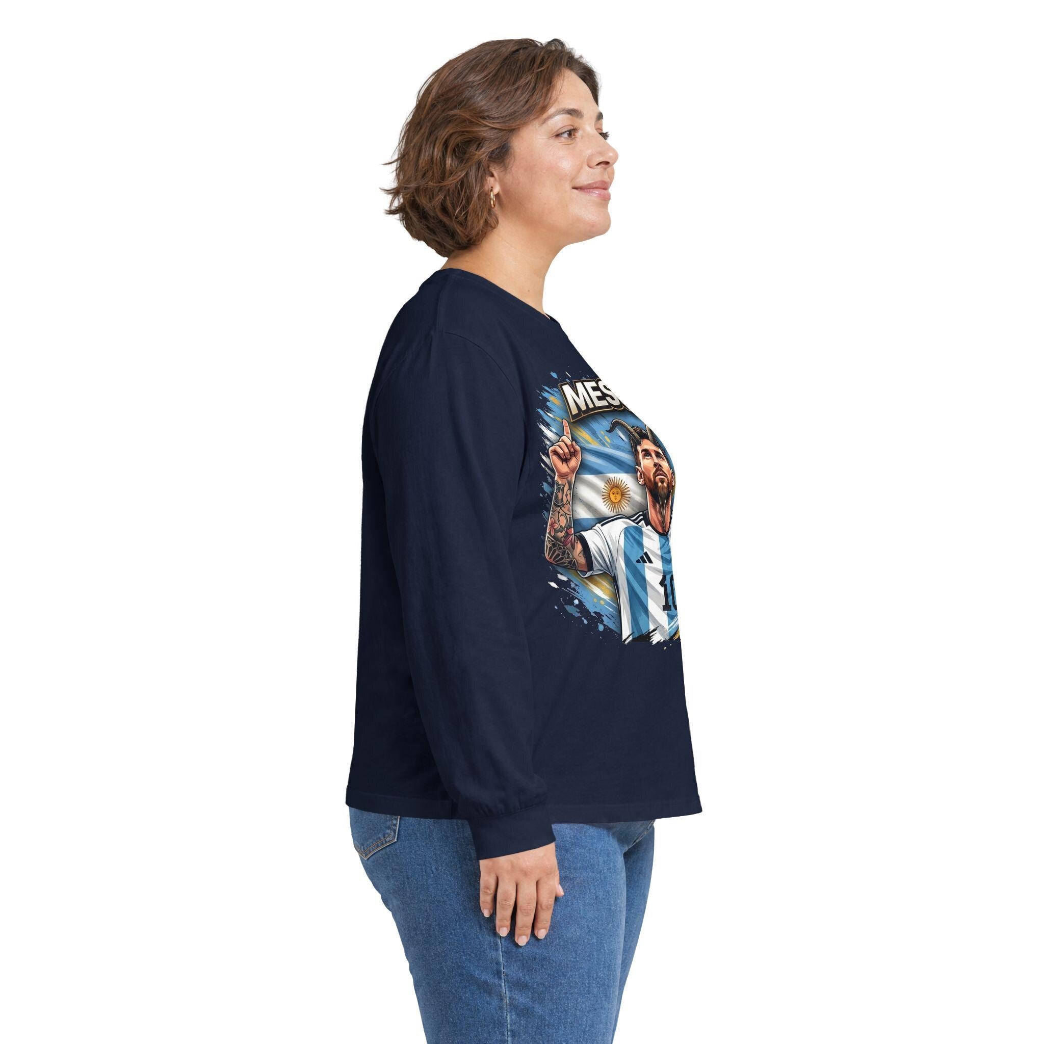Messi 10 Argentina Soccer Player Long Sleeve Tee | Football Fan Apparel