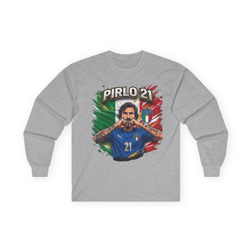Pirlo 21 Italy Soccer Player Long Sleeve Tee | Italian Football legend Pirlo Jersey