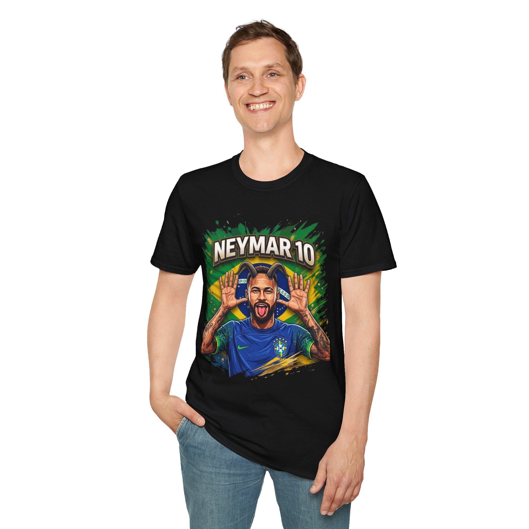 Neymar 10 Graphic T-Shirt | Brazil Football Legend Soccer Tee