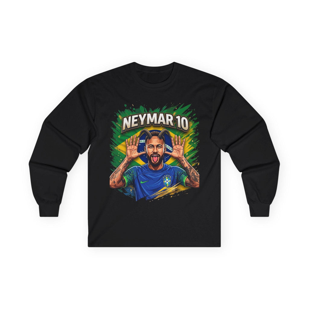 Neymar Jr. 10 Long Sleeve Tee | Vintage Feel Cotton Football Fandom Shirt