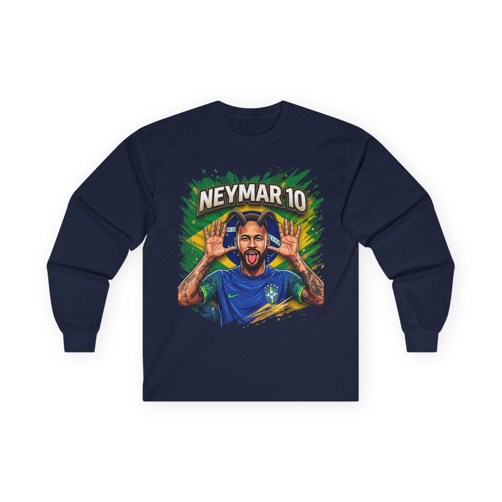 Neymar Jr. 10 Long Sleeve Tee | Vintage Feel Cotton Football Fandom Shirt
