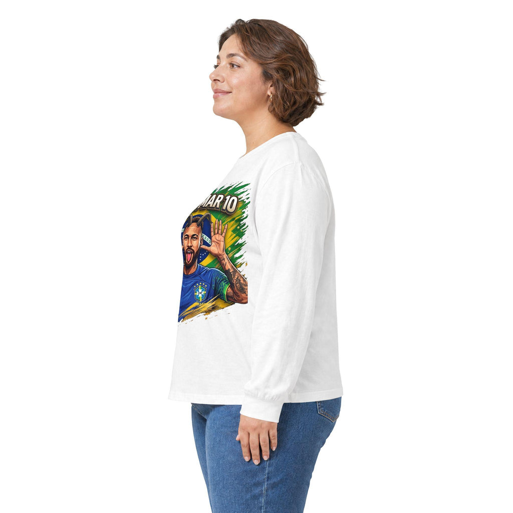 Neymar Jr. 10 Long Sleeve Tee | Vintage Feel Cotton Football Fandom Shirt