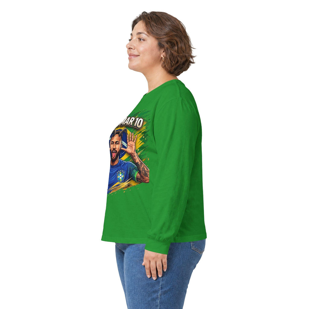Neymar Jr. 10 Long Sleeve Tee | Vintage Feel Cotton Football Fandom Shirt