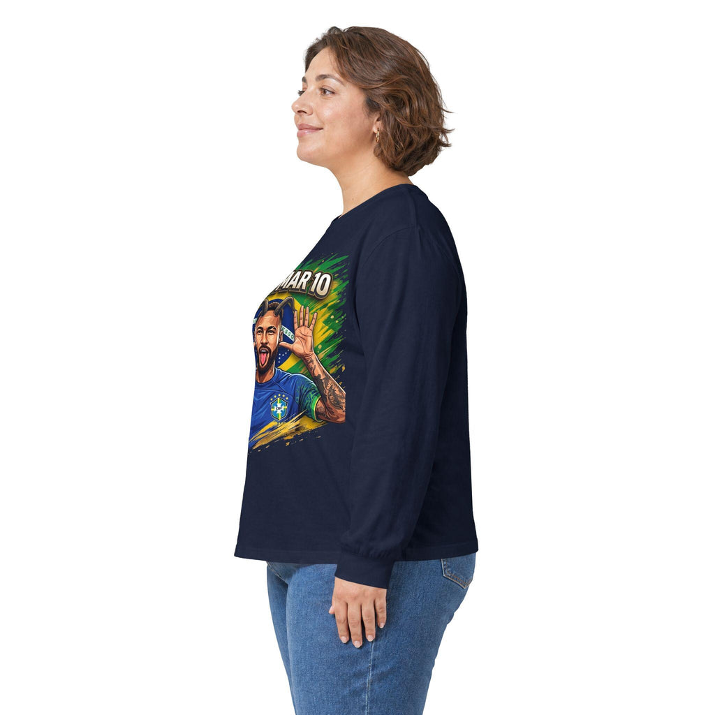 Neymar Jr. 10 Long Sleeve Tee | Vintage Feel Cotton Football Fandom Shirt
