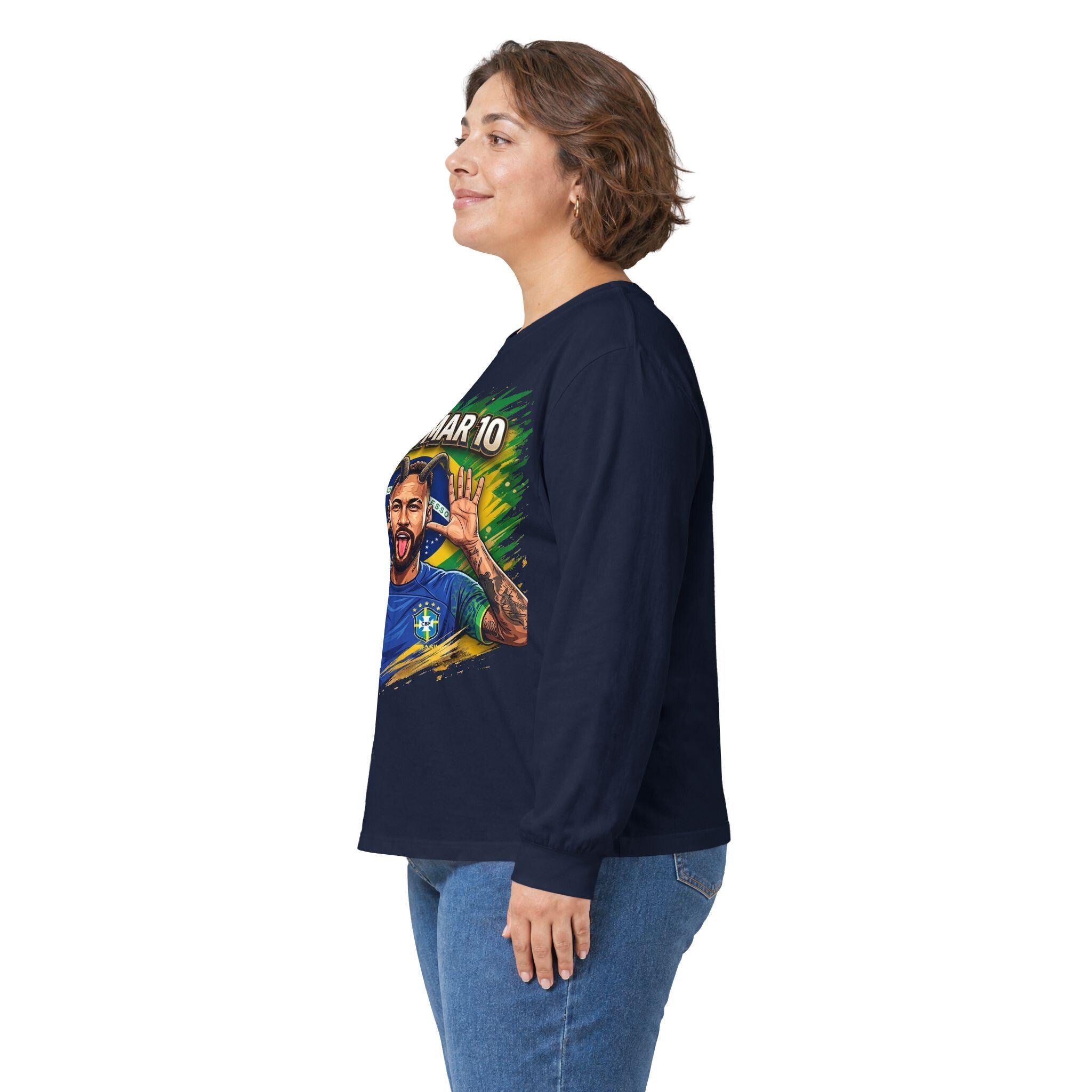 Neymar Jr. 10 Long Sleeve Tee | Vintage Feel Cotton Football Fandom Shirt