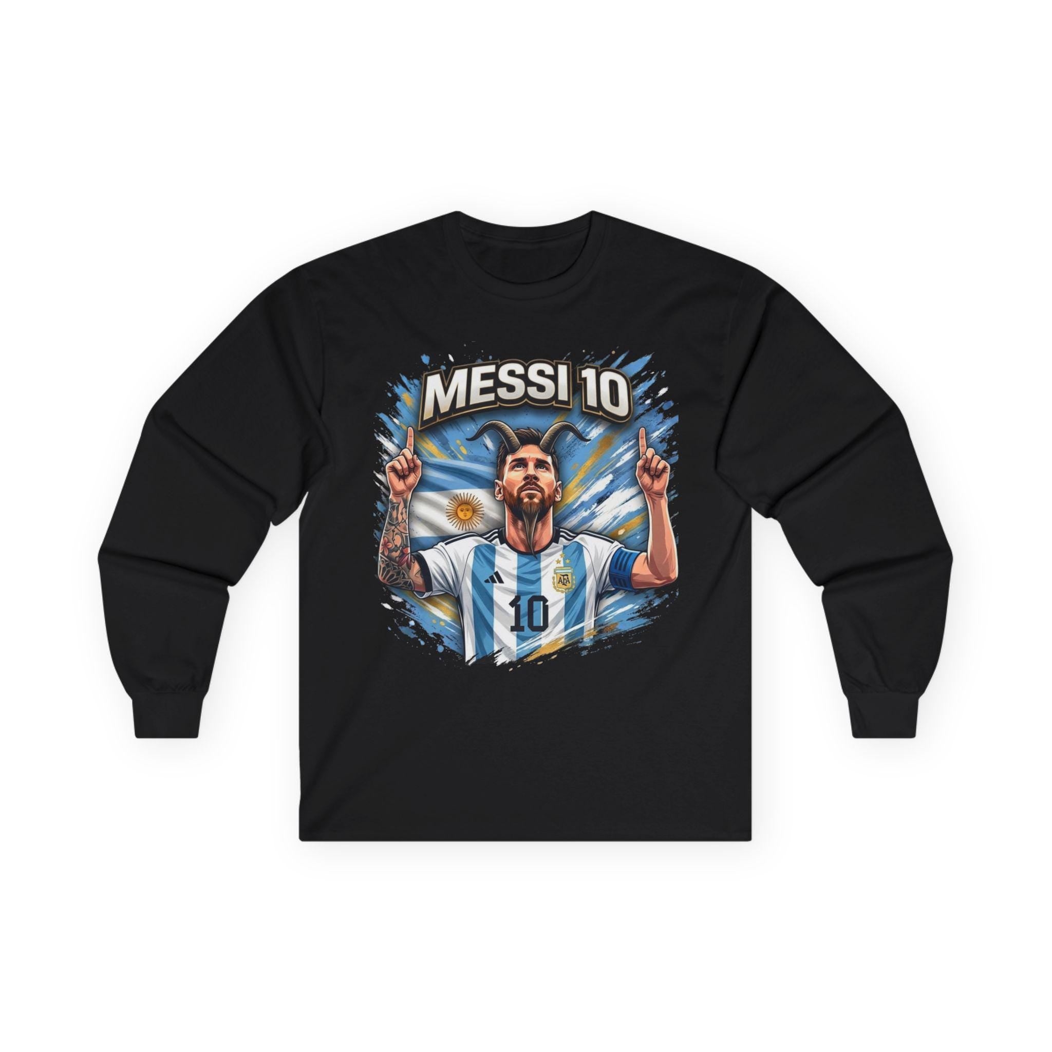 Messi 10 Argentina Soccer Player Long Sleeve Tee | Football Fan Apparel