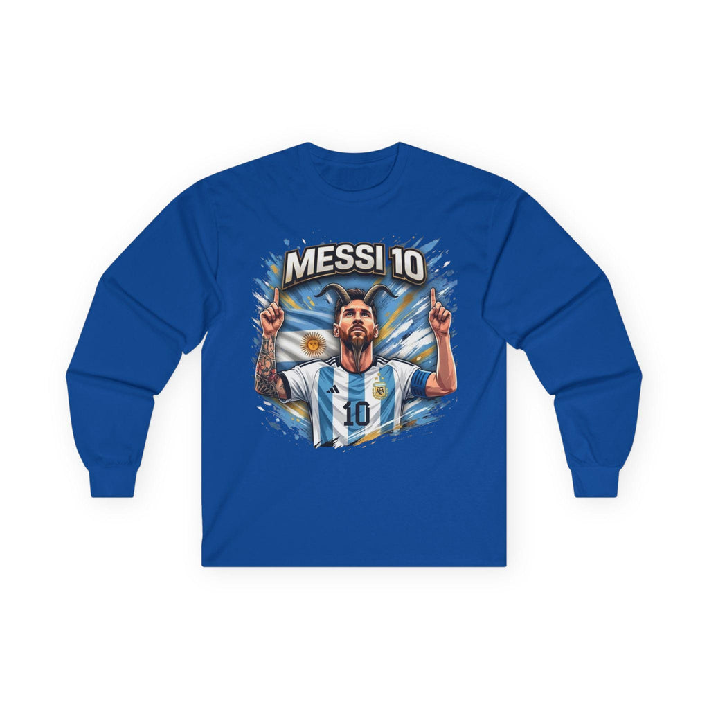 Messi 10 Argentina Soccer Player Long Sleeve Tee | Football Fan Apparel