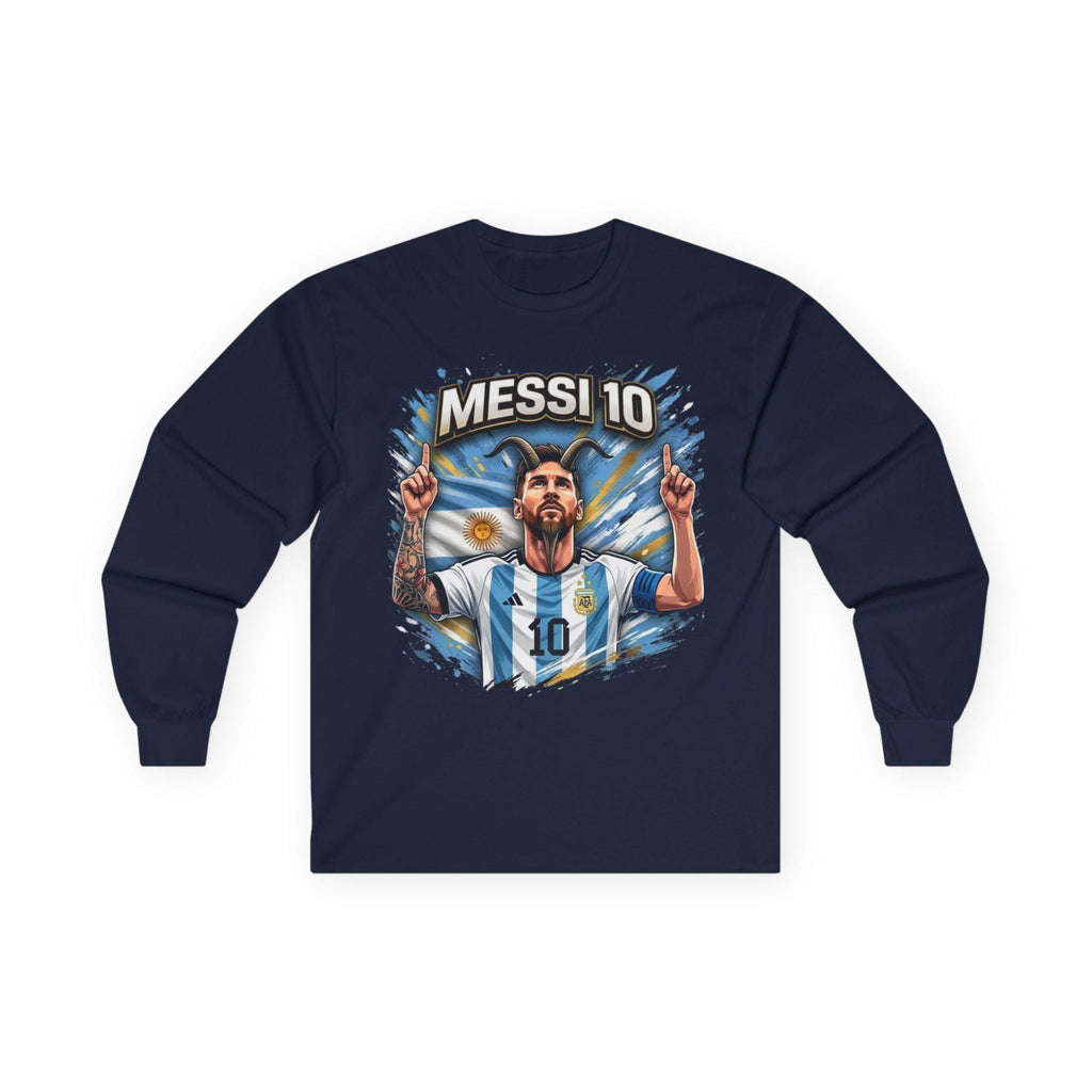 Messi 10 Argentina Soccer Player Long Sleeve Tee | Football Fan Apparel