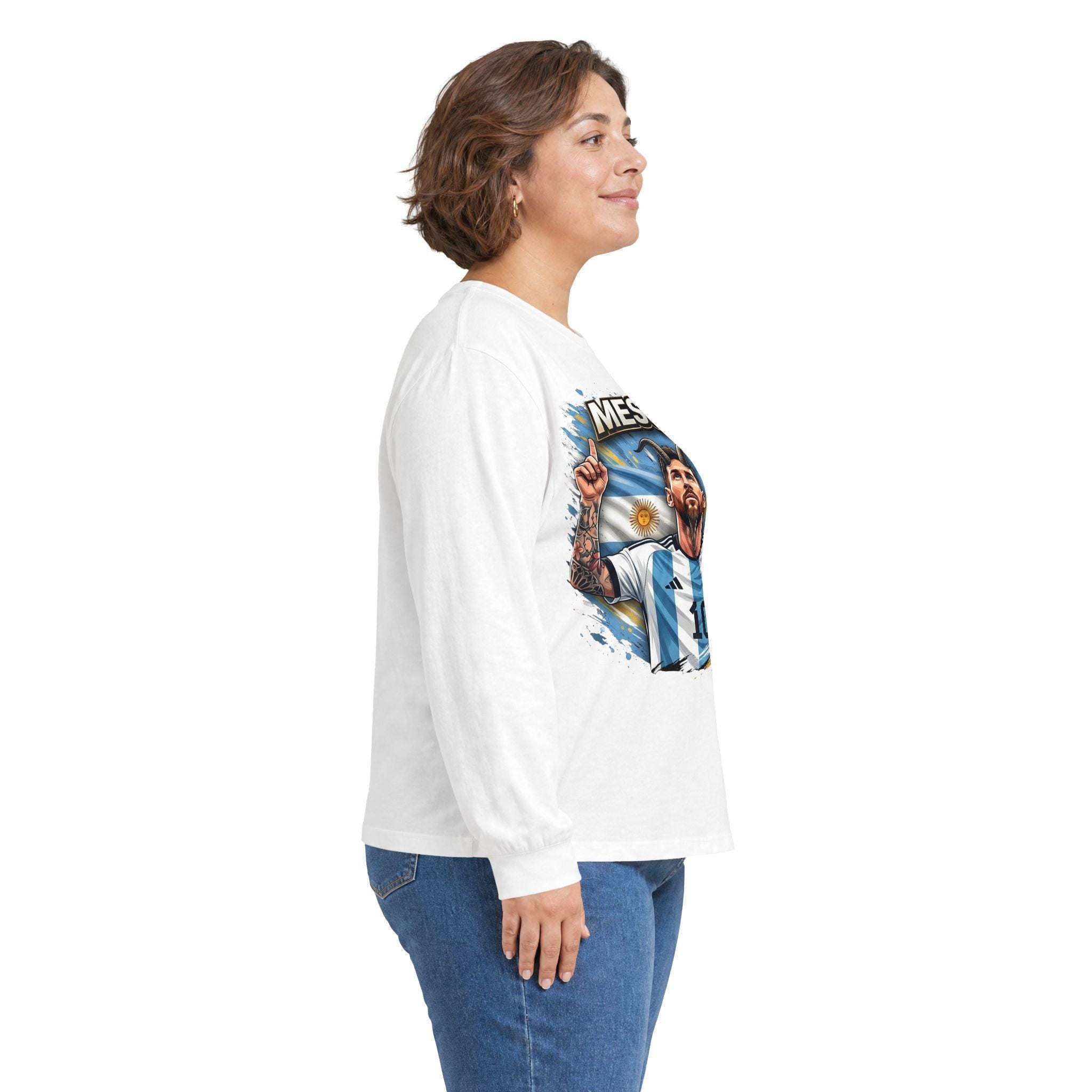 Messi 10 Argentina Soccer Player Long Sleeve Tee | Football Fan Apparel