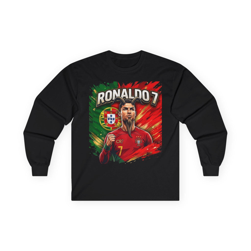 Cristiano Ronaldo 7 GOAT Portrait Long Sleeve Tee | Portugal Soccer Fan Apparel