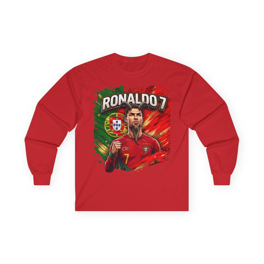 Cristiano Ronaldo 7 GOAT Portrait Long Sleeve Tee | Portugal Soccer Fan Apparel